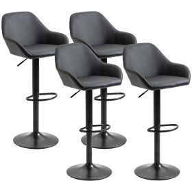 Swivel Bar Stool Collection Black PU Leather Seating Steel Base Elegant Durable