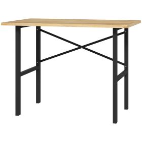 46"L x 28"W Garage Table with X Bar Support and Natural Tabletop, Natural/Black