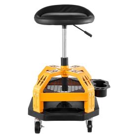 VEVOR Rolling Shop Stool, Heavy-Duty Pneumatic Garage Seat with 300 lbs Capacity, Adjustable Height Roller Creeper Seat