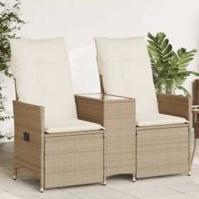 Reclining Garden Sofa Beige PE rattan Two-Seater