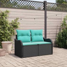 Garden Sofa with Cushion 47.64 x 24.41 x 27.17 in Poly Rattan
