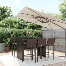 Garden Bar Set Brown Table with Black Top