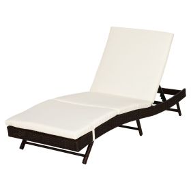Patio Chaise Lounge, Pool Chair with 5 Position Adjustable Backrest & Cushion, Outdoor PE Rattan Wicker Sun Tanning Seat, 78.75" x 28" x 35", Cof