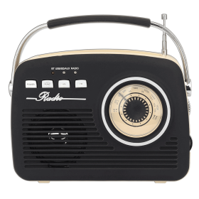 Supersonic Multi-Function Bluetooth Retro Speaker with Rechargeable Battery (Color: Black)