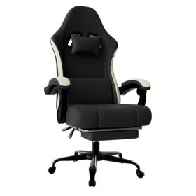 Ergonomic Gaming Chair with Pocketed Spring Cushion, Breathable Fabric Computer Chair with Footrest (Color: as picture)