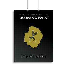 Jurassic Park Life Always Finds A Way Minimal Movie Canvas Print or Poster (Type: Standard Framed Canvas Print, size: 40" x 26" / 100cm x 65cm (approx))