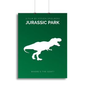Jurassic Park Wheres The Goat Minimal Movie Canvas Print or Poster (Type: Standard Framed Canvas Print, size: 12" x 8" / 30cm x 20cm (approx))