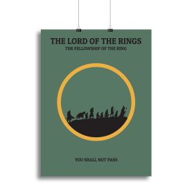 The Lord Of The Rings Fellowship If The Ring Minimal Movie Canvas Print or Poster (Type: Poster Print, size: 32" x 24" / 80cm x 60cm (approx))