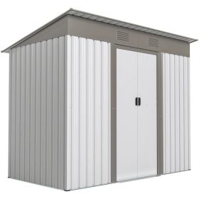 Metal Garden Shed, Backyard Tool Storage Shed With Dual Locking Doors, 2 Air Vents And Steel Frame, Silver (Option: silver)